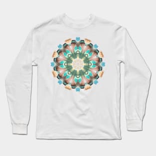 Intricate Feather Kaleidoscope Pattern Long Sleeve T-Shirt